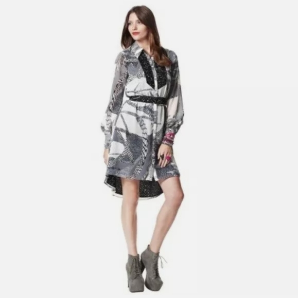 KIRNA ZABETE BLACK/ WHITE STAR PRINT DRESS - Picture 6 of 6